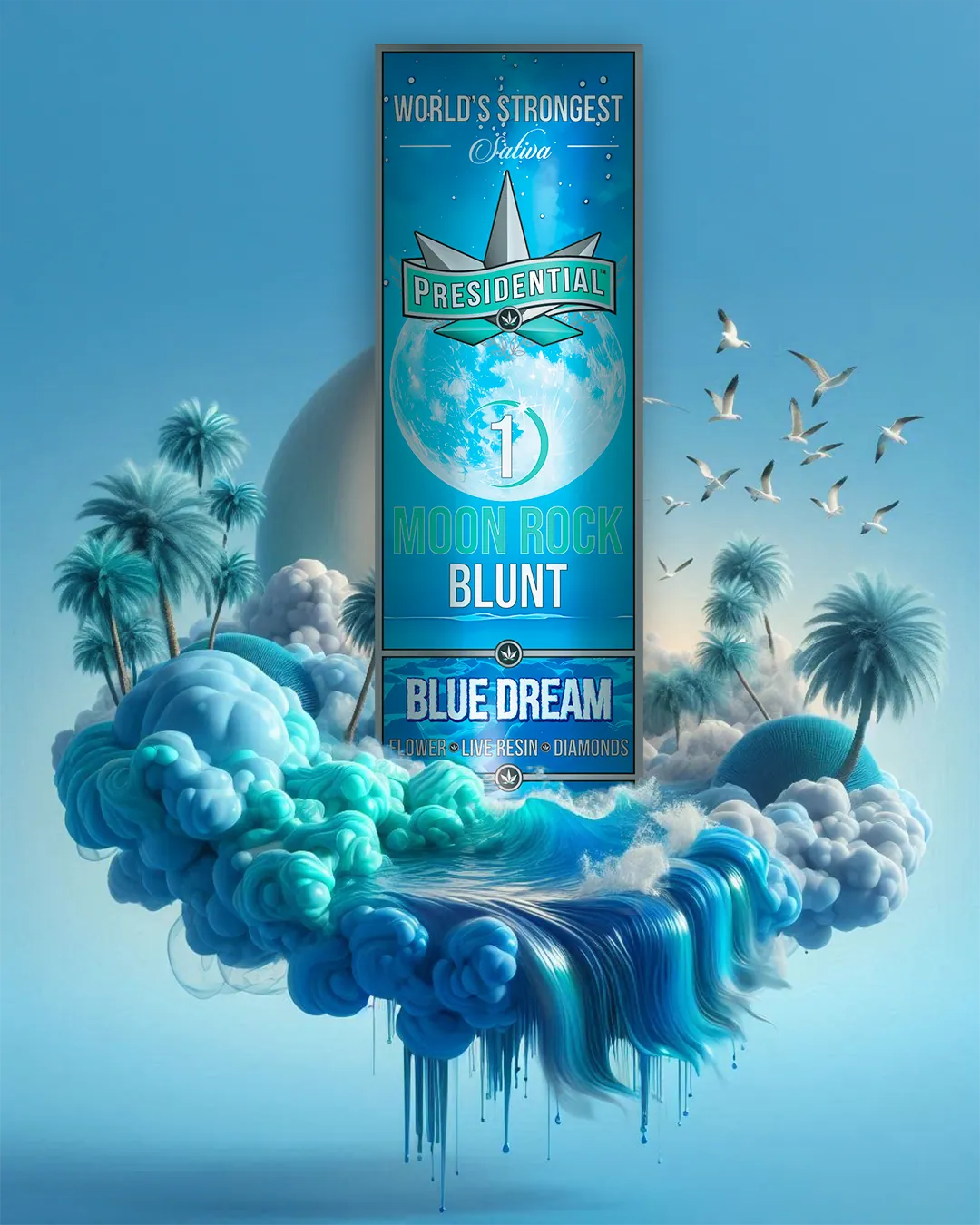 Presidential Blue Dream blunt package artwork
