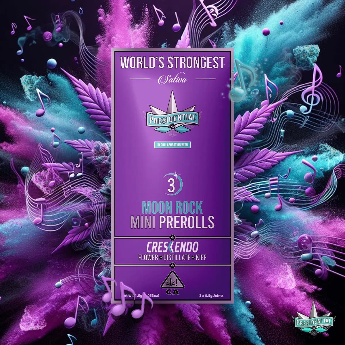 Presidential Crescendo mini pre-roll package artwork
