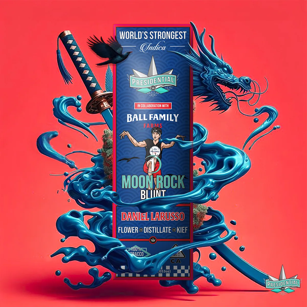 Presidential Daniel LaRusso blunt package artwork