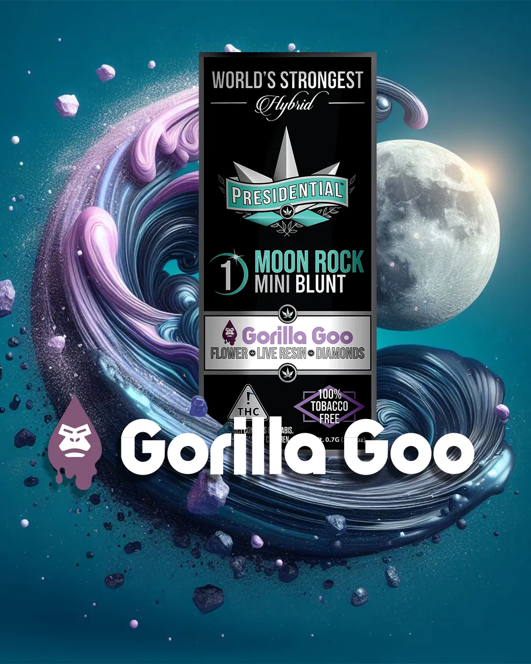 Presidential Gorilla Goo single mini blunt package artwork
