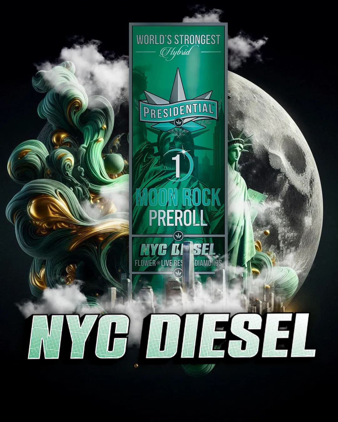 Presidential NYC Diesel infused pre-roll package artwork