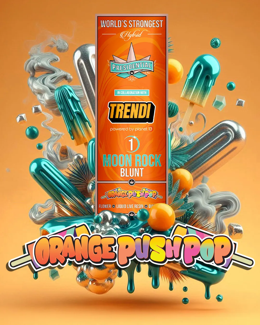 Presidential Orange Push Pop blunt package artwork