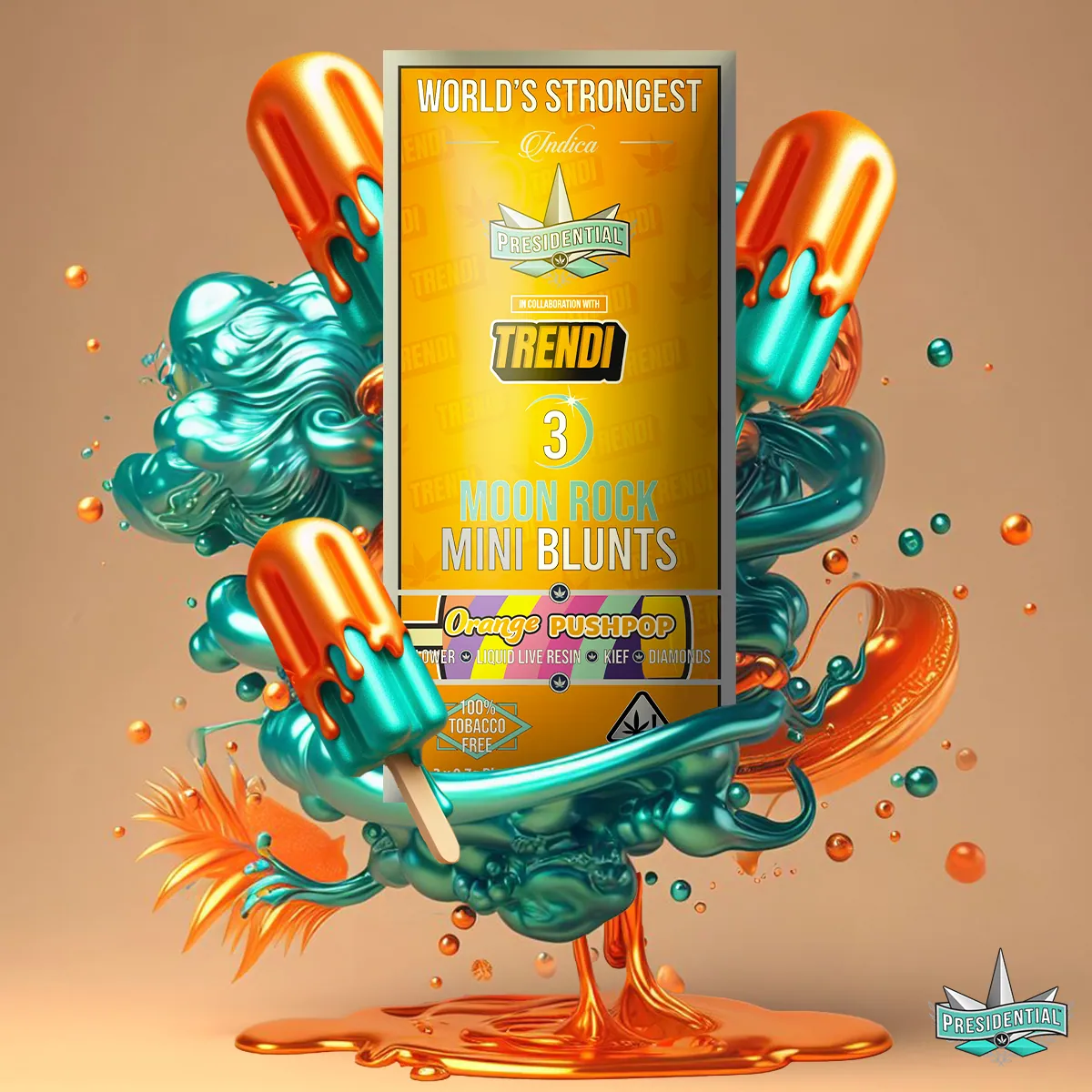 Presidential Orange Push Pop mini blunt package artwork
