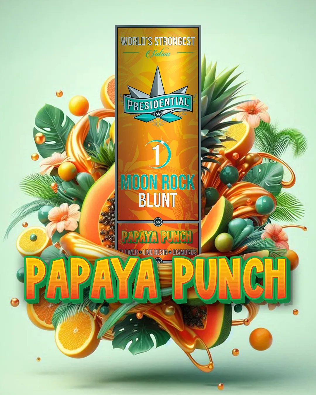 Presidential Papaya Punch blunt package artwork