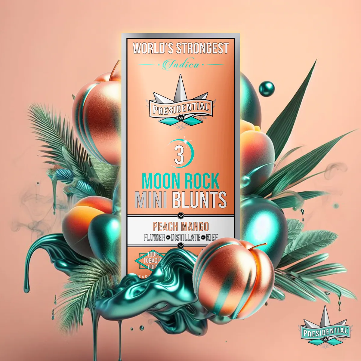 Presidential Peach Mango mini blunt package artwork