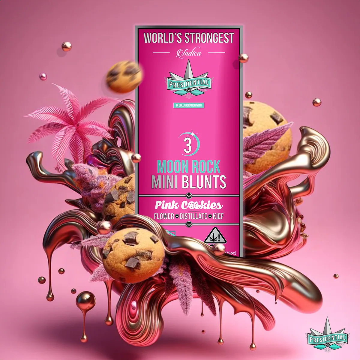 Presidential Pink Cookie mini blunt package artwork