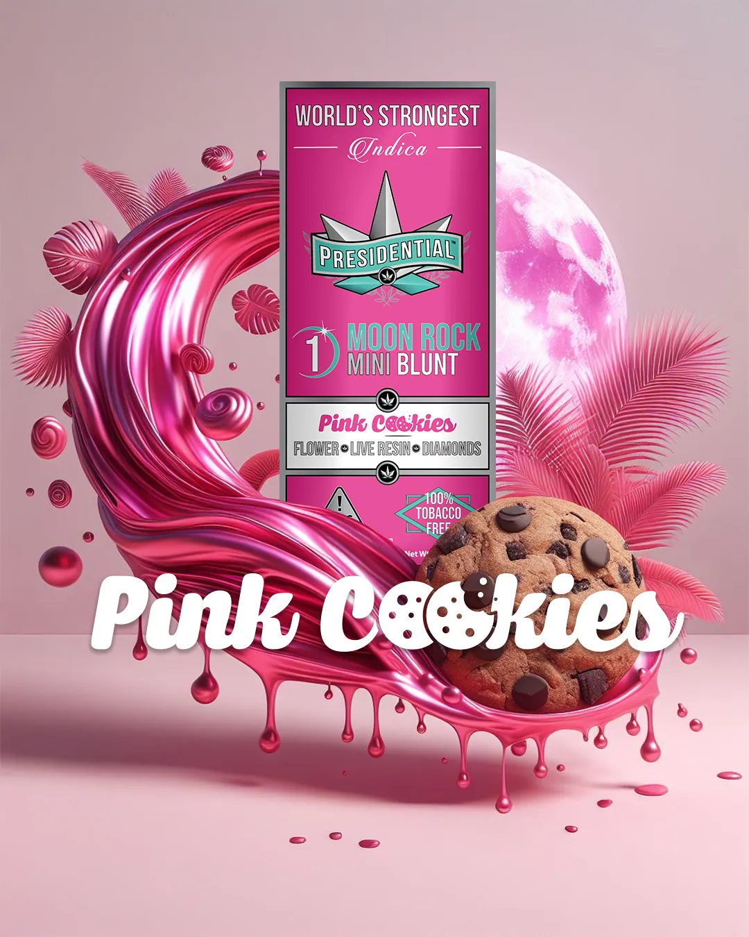 Presidential Pink Cookie single mini blunt package artwork