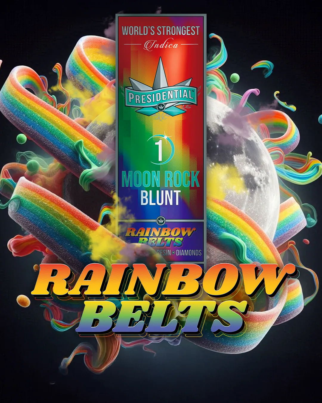 Presidential Rainbow Belts blunt package artwork