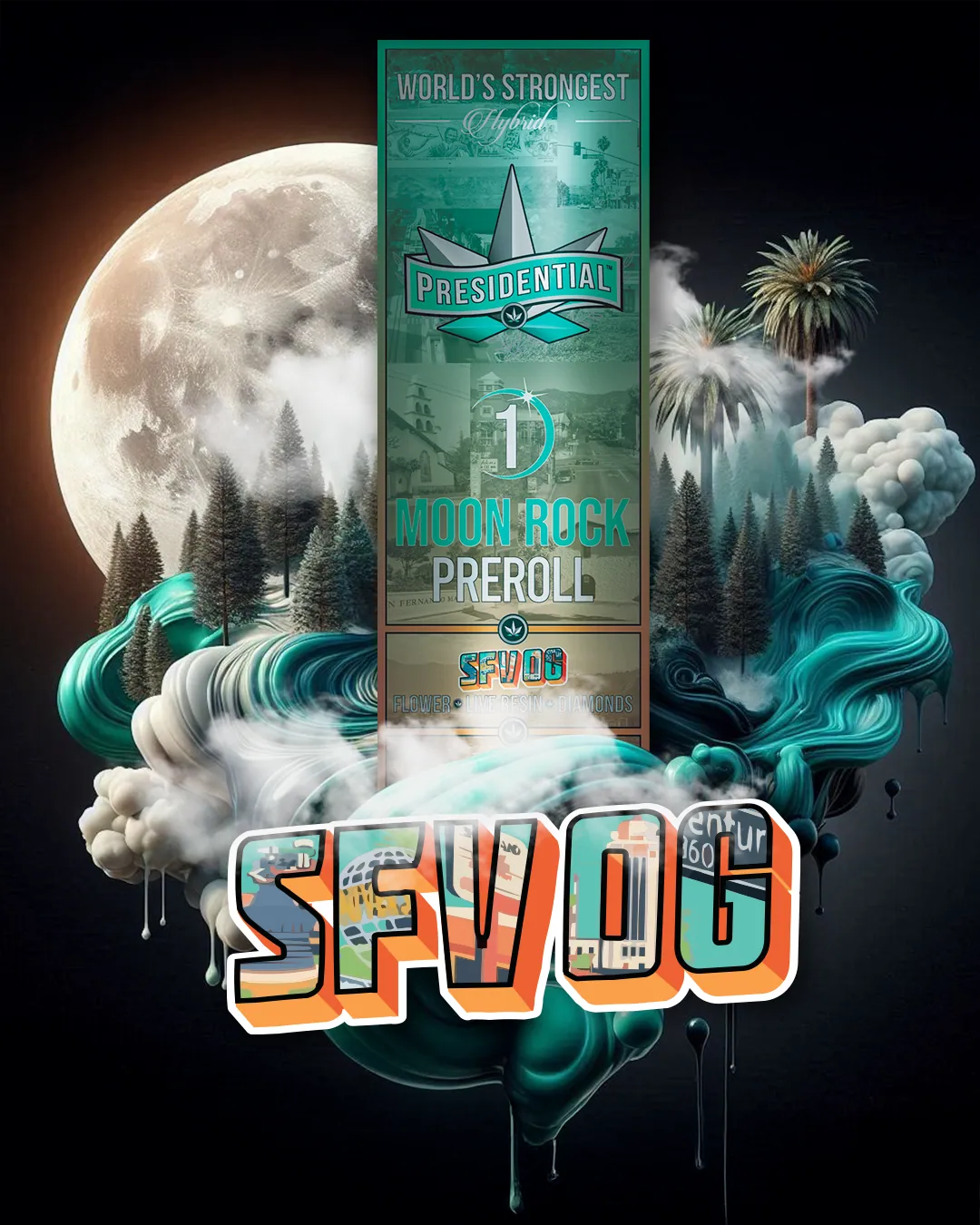 Presidential SFV OG infused pre-roll package artwork
