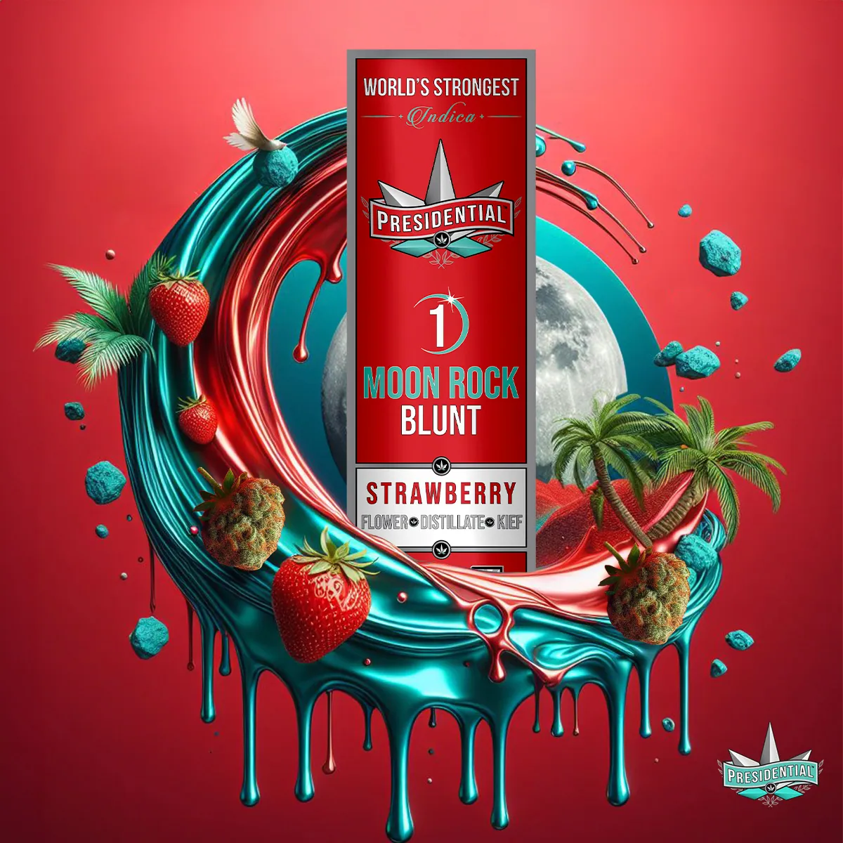 Presidential Strawberry blunt package artwork