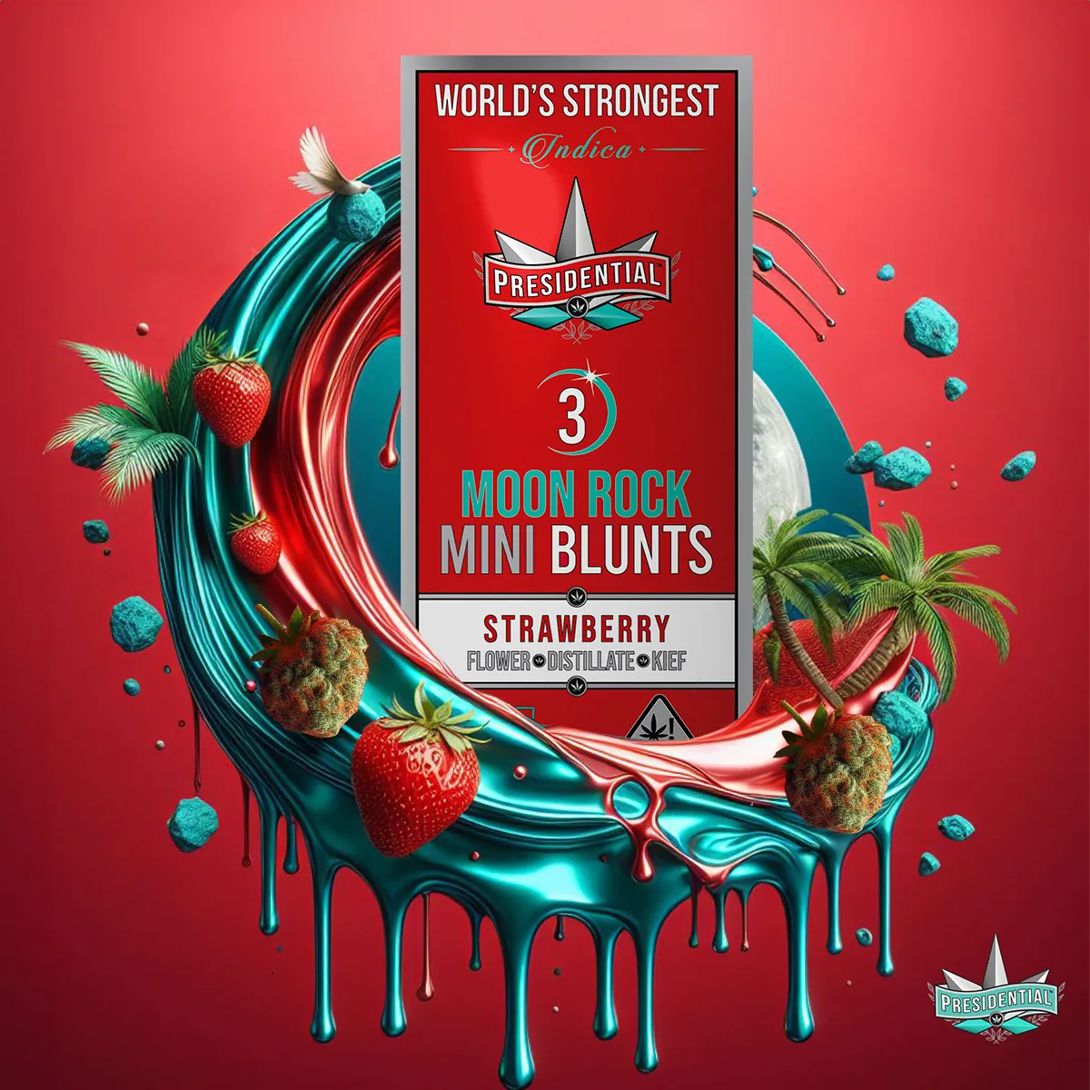 Presidential Strawberry mini blunt package artwork