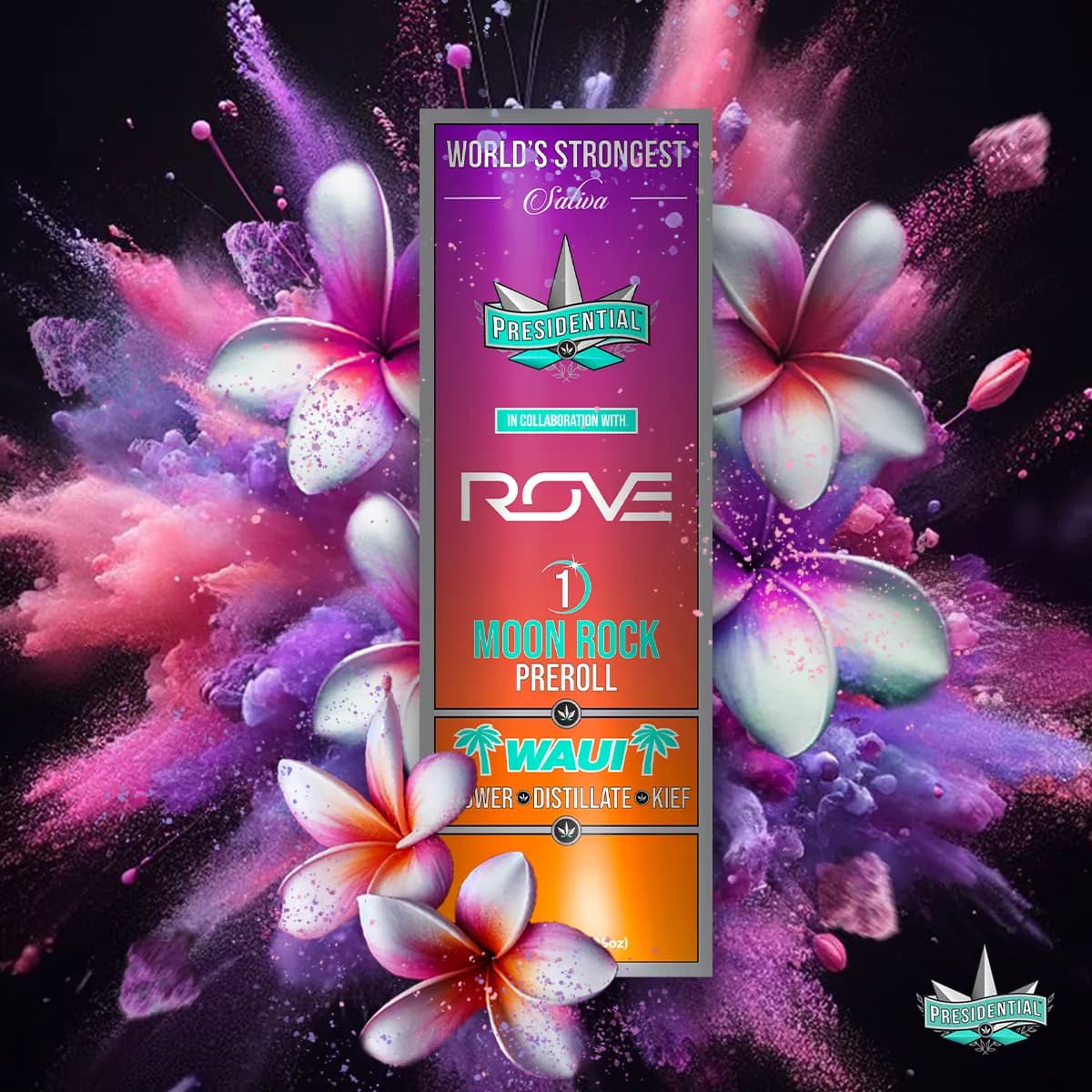 Presidential Waui infused pre-roll package artwork