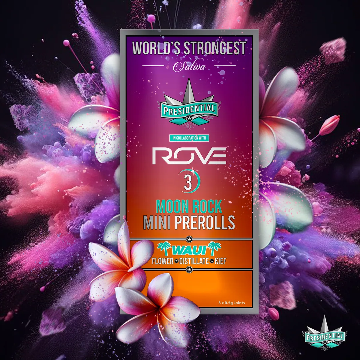 Presidential Waui mini pre-roll package artwork