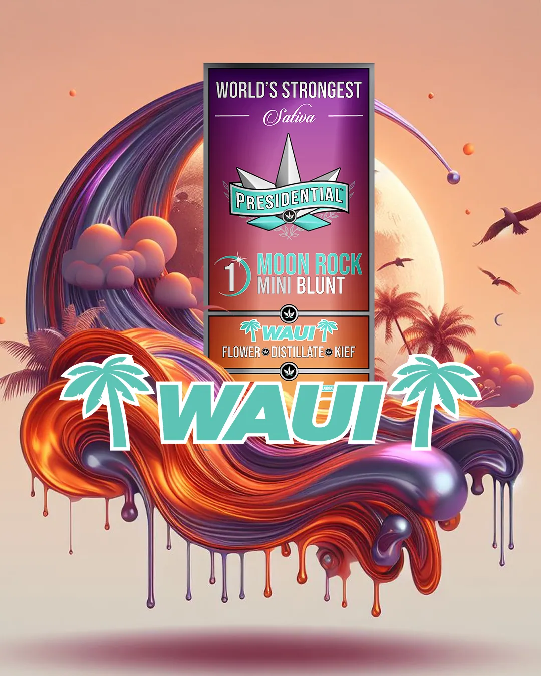 Presidential Waui single mini blunt package artwork